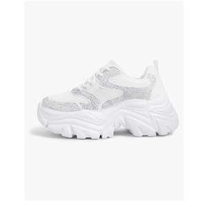 K KIP WOK Chunky Sneakers for Women Fashion Platform White Leather Casual Dad Shoes Comfortable Wedge Walking Sport Sneakers, Size 8