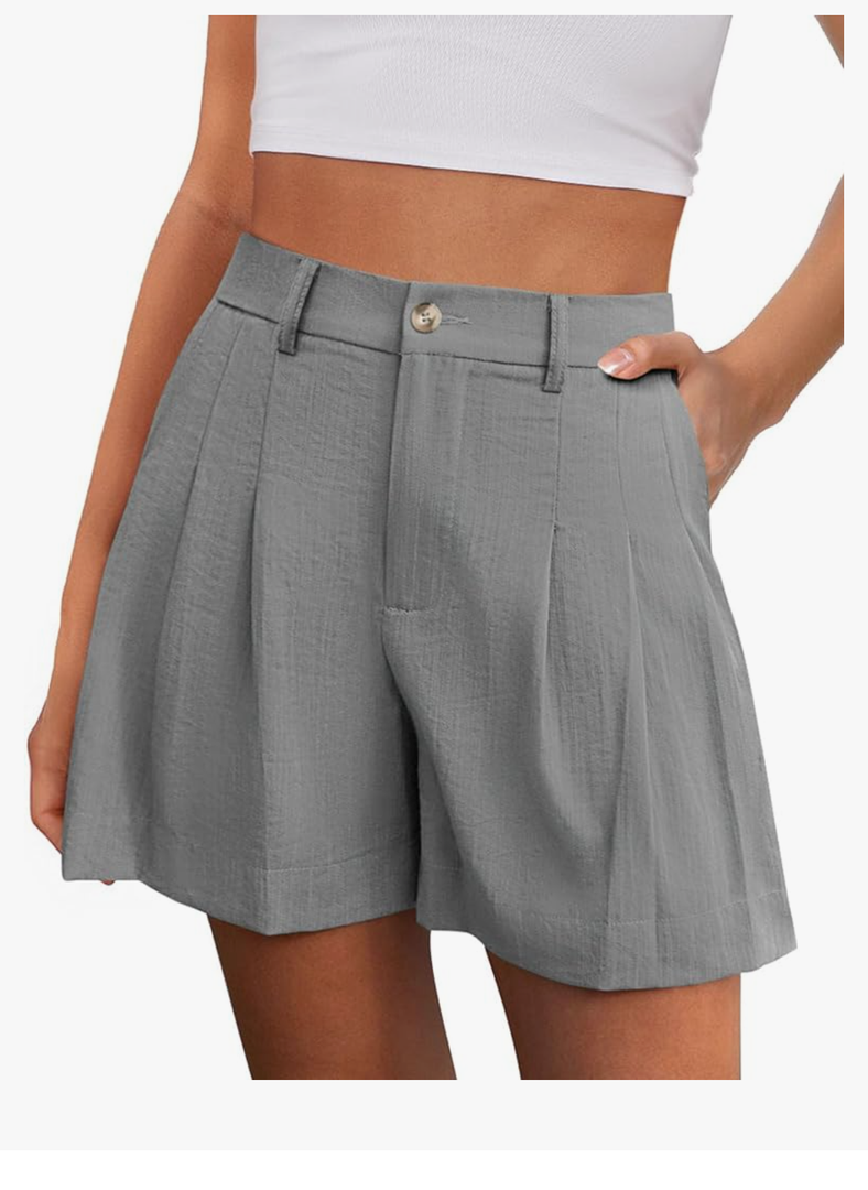 Womens Shorts Casual 2026 Summer Elastic High Waist Zipper Button Tailored Shorts Pleated Beach Vacation Outfits, S