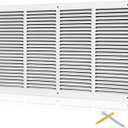 Fancat 24x12 Duct Opening | Steel Return Air Grille | Vent Cover Grill for Sidewall and Ceiling | HVAC Cold Air Intake Grille | White | Outer Dimensions: 25.75"W X 13.75", 24''Wx12''H [Duct Opening]