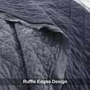 HORIMOTE HOME 100% Linen Front/100% Cotton Back Quilt Set King Size, Steel Blue Pre-Washed European Flax Linen Quilt, Diamond Stitch Bedspread Coverlet Bedding Set 3-Piece for All Seasons