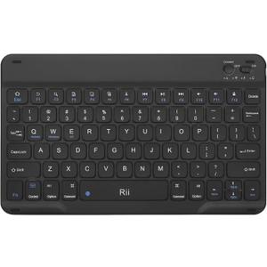 Rii RK302 Ultra-Slim Bluetooth Keyboard for ipad,iPhone,Android,Samsung,Windows,Mac,Linux,Tablet,Laptop, Rechargeable Ergonomic Wireless Keyboard,Black
