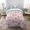 DreamWorks Gabby's Dollhouse Cakey, MerCat And Pandy Kids Bedding Super Soft Comforter And Sheet Set, 4 Piece Twin Size, By Franco