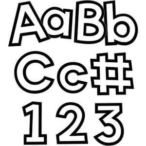 Carson Dellosa Education 219-Piece White with Black Trim Cutout Letters, 4" Upper and Lowercase Alphabet, Numbers, Punctuation, and Symbols for Bulletin Board, Posterboard, Party, and Classroom Decor