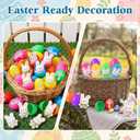 48 Pcs/ 24 Sets Prefilled Easter Eggs with Bunny Plush Keychains for 3.7inch Easter Basket Stuffers Fillers Goodie Bag Filled Hunt Rabbit Stuffed Egg Gifts(White)