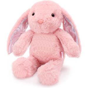 VANLINNY Easter Bunny Stuffed Animal, Pink Bunny Plush with Glitter Spot Long Ears, Huggable and Soft Rabbit Plush Toy, Easter Gifts for Kids, Xmas Birthday Gift for Boys, Girls and Toddlers