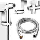 Handheld Toilet Bidet Sprayer for Toilet-Adjustable Water Pressure Control with Bidet Hose for Feminine Wash, Stainless Steel Brushed Nickel Bidet Faucet Cloth Diaper for Baby Wash