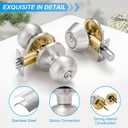 Plustool 4 Pack Exterior Door Lock Set, Satin Nickel Door Knob and Deadbolt Combo Set, Keyed Alike Entry Door Knobs with Lock&Keys, Round Ball Door Locksets with Deadbolt for Entrance and Front Door