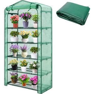 Sfcddtlg Extra Wide 5 Tier Greenhouse Replacement Cover, 75" x 40" x 19" PE Plant Greenhouse Cover with Roll-Up Zipper Door for Outdoor Gardening Plants Cold Frost Wind Rain Proof (Frame NOT Included)