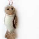 Owl Christmas Ornament Handmade Felt Wool
