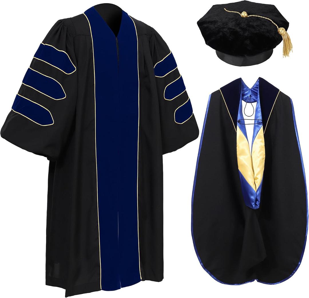 Deluxe Doctoral Graduation Regalia Set (57, Royal Blue 3)