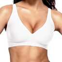 Vertvie Jelly Wireless Bras for Women Push Up Plunge Seamless T-Shirt Bras No Underwire Supportive Full Coverage Bralettes, M