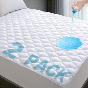 Lunsing 2 Pack Twin Mattress Protector, Soft Breathable Waterproof Twin Size Mattress Pad Cover, 6-16 inches Deep Pocket, White