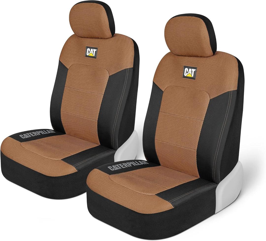Cat MeshFlex Automotive Seat Covers for Cars Trucks and SUVs (Set of 2) Beige Car Seat Covers for Front Seats, Truck Seat Protectors with Comfortable Mesh Back, Auto Interior Covers