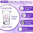 50 Sets Purple Baby Shower Favors for Guest Boy Girl Theme Party Gift | Includes We Can Bearly Wait Acrylic Clear Shot Glasses Thank You Cards Twine Organza Bags for Birthday Gender Reveal