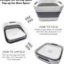 2.4 Gal (9L) Collapsible Dish Basin with 2 Drainage Plugs - Foldable Sink for Kitchen, Camping, RV | Space-Saving Multifunctional Wash Basin for Veggies, Dishes