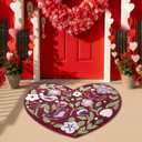 Valentine Bathroom Rug Heart Love Bird Valentines Door Mat 30 x 30 Inch Vintage Valentine Bath Decor Non Slip Welcome Floor Door Mat Casual, Low Pile, Kitchen Indoor Outdoor Home Bedroom Decoration