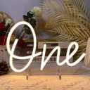 One Year Old Birthday Table Number Neon Sign Desk Lamp Night Light Wedding Letter LED Neon Sign Wedding Table Decorations Neon Light Bedroom Home Room Decor Christmas Party Warm White USB 28.819.6CM