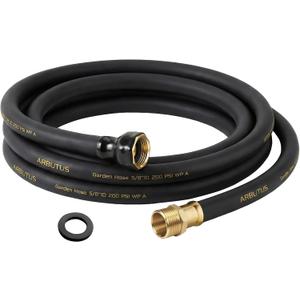Garden Hose 5/8" x 15ft Brass Rubber Heavy Duty Water Hose 600 PSI Burst Pressure, Durable Flexible Hose for Yard, Car Wash, Pets Black