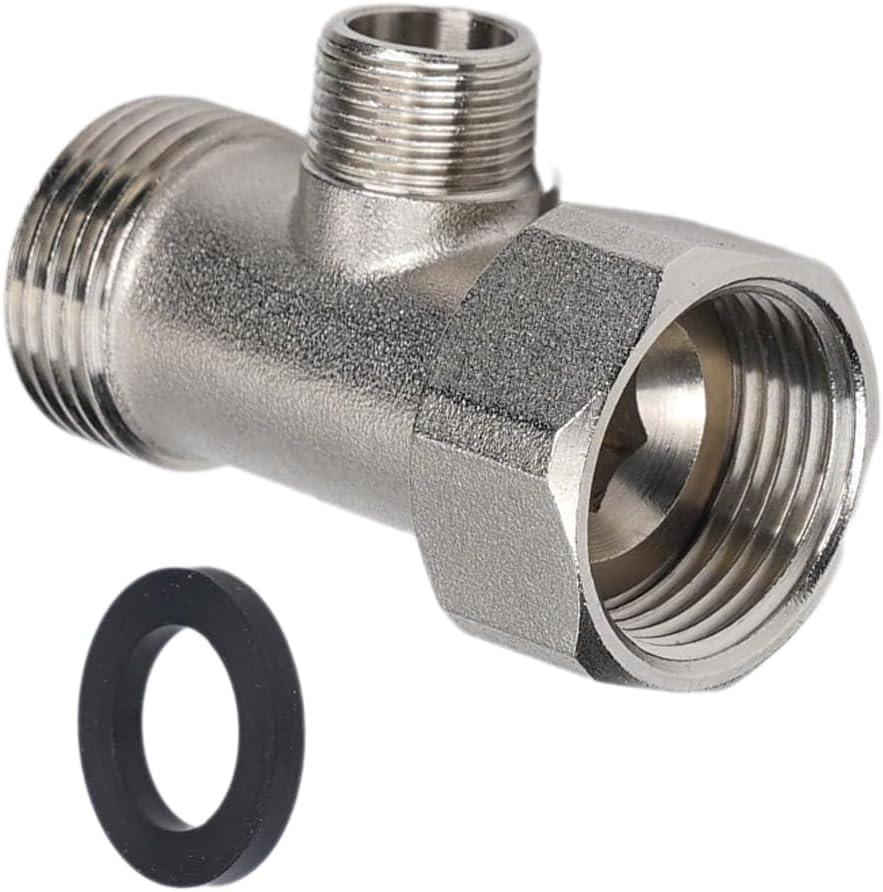 Bidet T Adapter, 7/8 x 7/8 x 3/8 T Valve Adapter for Bidet, 3 Way Tee Connector Valve for Toilet, Brass