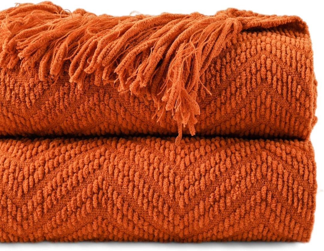 BATTILO HOME Burnt Orange Throw Blanket for Couch, Halloween Throw Blanket for Home Decor, Fall Decorations for Bed, Sofa and Living Room, 50"x60"