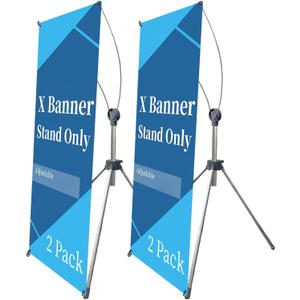 KOOLDE X Banner Stand Retractable Poster Stand Vertical Adjustable Banner Holder Stand 23 x 63 to 31 x 78 Inch (STAND ONLY 2 Pack)