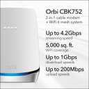 NETGEAR Orbi Cable Modem Router Combo Mesh System (CBK752) DOCSIS 3.1 AX4200 WiFi 6 (4.2 Gbps) Certified with Xfinity (up to 900Mbps, Spectrum & Cox (up to 1Gbps) Covers 5,000 sq.ft.