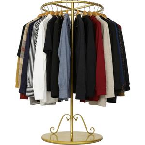 Round Clothing Rack, Rotatable Clothing Display Stand Floor Standing Boutique Retail Clothing Rack Portable for Hanging Clothes Commercial Shop Bedroom Boutiques Laundry Room