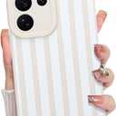 KANGHAR Compatible with Samsung Galaxy S25 Ultra Case, Silicone Stripes Cute Pattern, Camera Protection Soft Slim Phone Case for Girls Women -White