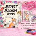 2 x Adult Coloring Book Set with 36 Markers, Spiral Bound Floral & Animal Designs, Relaxing Creative Coloring Book for Adults, Mothers Day Gifts