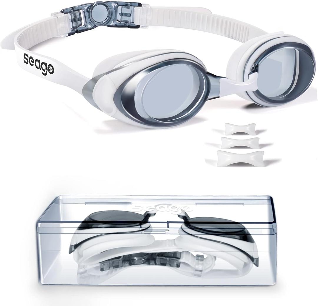 Swim Goggles Shortsighted Swimming Goggles Anti Fog UV Protection Fit for Adult Men Women Youth, No Leaking Tinted Flat Lens (-4.5, Clear)
