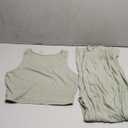 Fessceruna Womens 3 Piece Lounge Sets Pajamas Knit Long Sleeve Cardigan Crop Top Wide Leg Pants Loungewear Set (Medium, A-light Green)