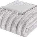 Madison Park Duke Luxury Long Faux Fur Throw Grey 50*60 Premium Soft Cozy Brushed Long Faux Fur For Bed, Coach or Sofa