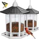 Birdream 2 Pack Bird Feeders for Outdoor Hanging, Retro Pagoda Design Fun Installation Bird Feeder, Attracting Wild Birds Chickadees Goldfinches Cardinals Finches and Sparrows - Black&White
