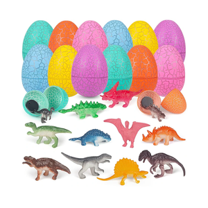 Easter Eggs Filled with Dinosaur Toys Fillers Plastic Surprise Eggs Easter Basket Stuffers Party Favors for Kids Boys Girls Toddlers 24 Pack.