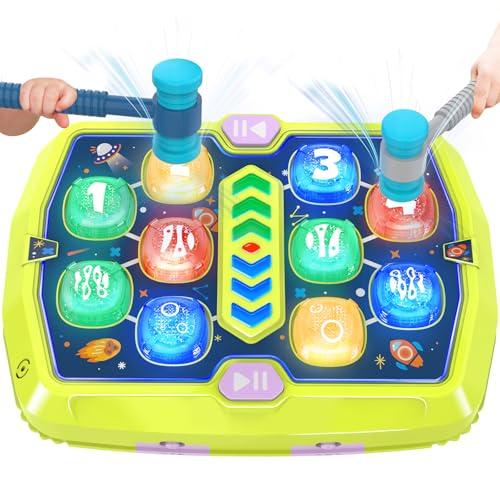 Toddlers Toys Age 3-8, Hammer Mole Game Toys for 3 4 5 6 7+ Year Old Boys with 3 Modes,Interactive Toddler Boy Girl Toys with 2 Hammers, Sound & Light, Birthday Xmas Gift for 3-10 Year Old Boys Girls