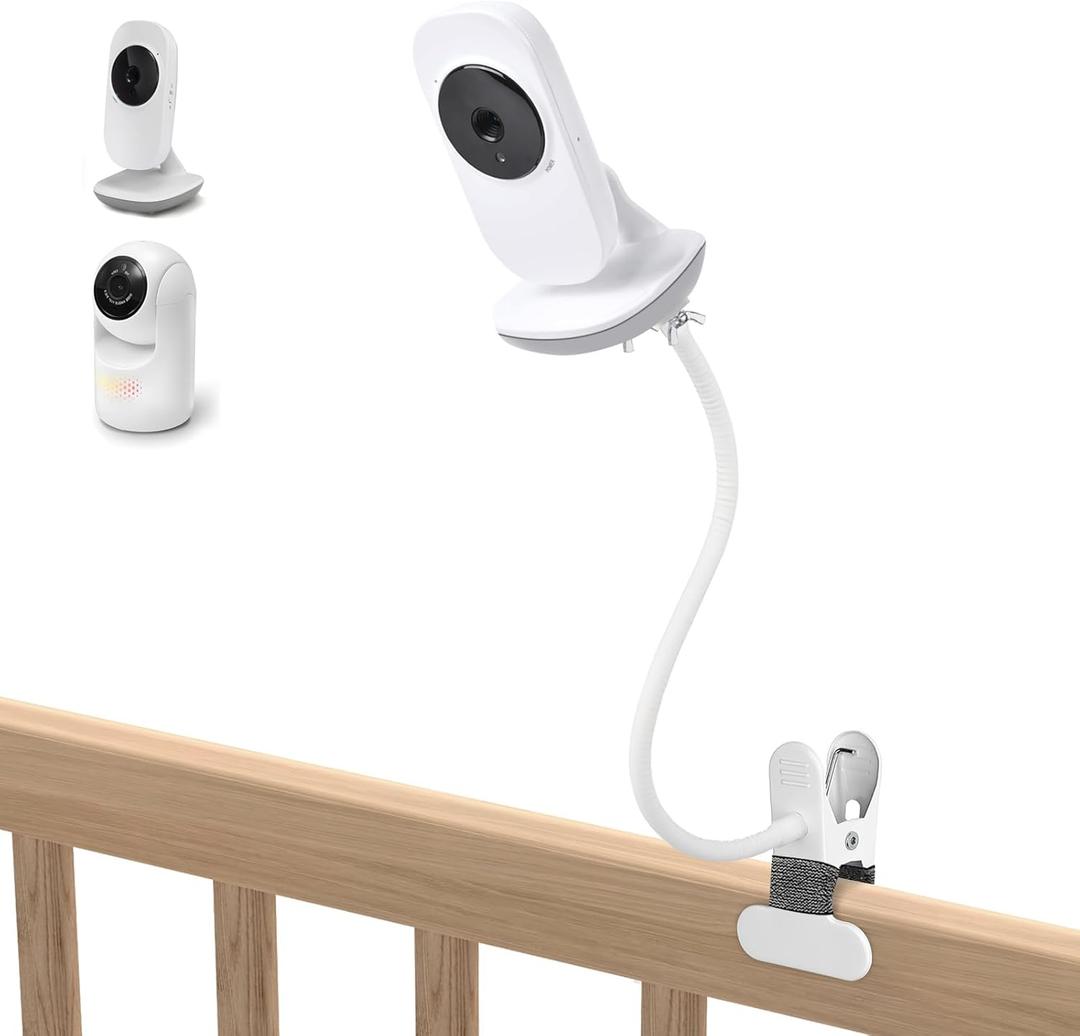 Baby Monitor Clip Mount Compatible with VTech VM819, Advanced HQ Max, Baby Camera Mount Holder with 15.8 inches Silicone Surface Gooseneck Arm for Vtech Monitor Crib Use, Without Tools