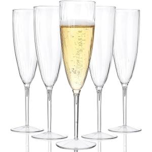 WDF 36PCS Clear Champagne Flutes Plastic - 6 OZ Clear Disposable Champagne Flutes Party Supplies for Wedding/Birthday/Parties/Graduation