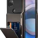 Vofolen for Moto One 5G Ace Case Wallet Cover 4-Card Credit Card Holder ID Slot Scratch Resistant Dual Layer Hybrid Protective Hard Shell Rugged TPU Bumper Armor Case for Motorola One 5G Ace Gun