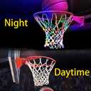 Glow in The Dark Basketball Net, Solar-Powered LED Lighted Nylon Basketball Hoop Net with Remote Control, Waterproof, Multi-Mode Lighting for Nighttime Outdoor Basketball, Kids & Adults (white)