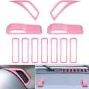 Bonbo Hood Vents & Engine Hood Hinge & Side AC Vent Outlet Trim Exterior Accessories fit for Jeep Wrangler JL JLU Sports Sahara Freedom Rubicon Unlimited Gladiator JT 20182023 11PCS (Pink)