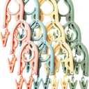 12Pcs Foldable Travel Hangers, Plastic Folding Clothes Hangers Multifunctiona Portable Hangers for Travel Dormitory School Hotel Women Laundry Coat Bag Drying (with Clips)