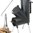 ROCKET STOVE is the perfect wood stove. A portable wood-burning camping stove with a fire poker. For camping gear & survival gear, backyard cooking. Camping grill, outdoor events.