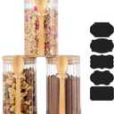 25 FL OZ Airtight Glass Jars with Bamboo Spoons Lids Overnight Oats Container Decorative Coffee Bar Food Storage Jar Cereal Nuts Salts Coffee Tea Flour Sugar Container Spice Jars