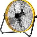 20" High Velocity Metal Floor Drum Fan, 4500 CFM Heavy Duty Industrial Shop Fan, 3 Speed, 360 Degree Tilt, Wall Mounted & Floor Design for Warehouse, Commercial, Barn, Garage - UL Safety Listed (Yellow)