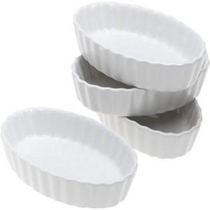 BonJour Chefs Tools Porcelain Crme Brle Ramekin Set, 4-Piece, White