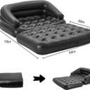 Inflatable Sofa Bed for Camping, Pool Float Couch Outdoor Mattress Bed with Armrest, Full Size, Black