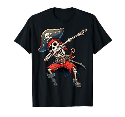 Dabbing Skeleton Pirate Kids T-Shirt, Small
