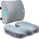 SAIREIDER Lumbar Support Pillow and Office Chair Cushion, Memory Foam Car Seat Cushions Back Support Pillows, Reduce Pressure On Tailbone and Sciatic Nerve, Relieve Pain of Back and Lumbar(Grey)