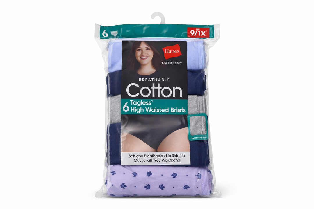 Hanes Women's Brief Panties, 6-Pack, 100% Cotton Briefs, Moisture-Wicking Cotton Brief Underwear, 6-Pack, Size 9, Assorted Solids/Prints/Heathers