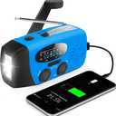 Emergency Hand Crank Radio with LED Flashlight for Emergency, AM/FM Portable Weather Radio with 2000mAh Power Bank Phone Charger, USB Charged & Solar Power for Camping, Emergency(Blue)